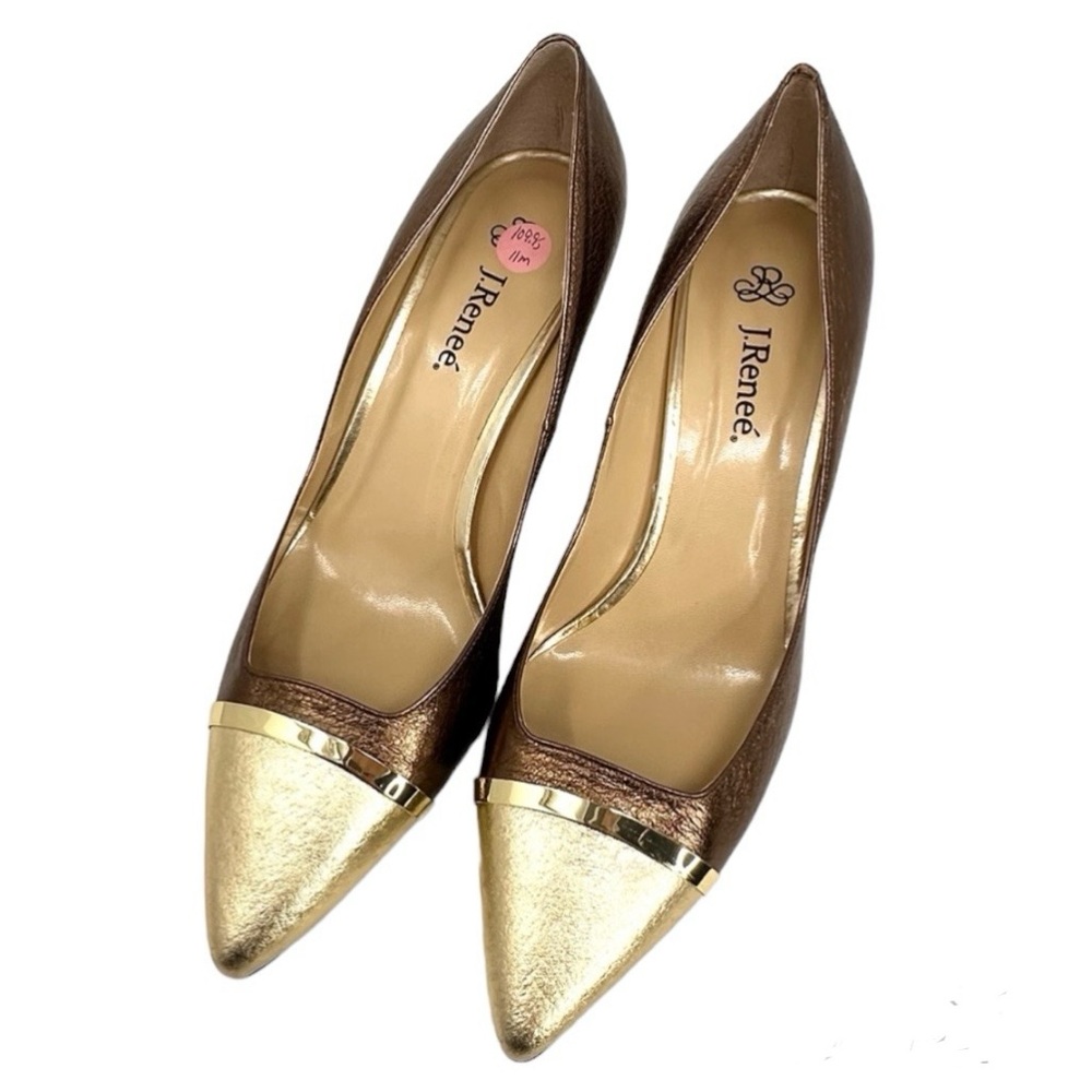 J. Renee Adena Women’s Metalic Gold Stiletto Pumps - Picture 4 of 13
